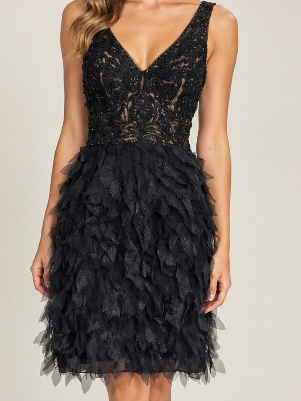 Vintage Sue Wong Nocturne Beaded Cocktail Dress in Black Sz 6